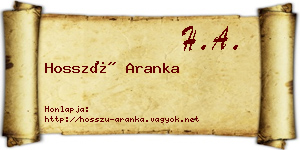 Hosszú Aranka névjegykártya